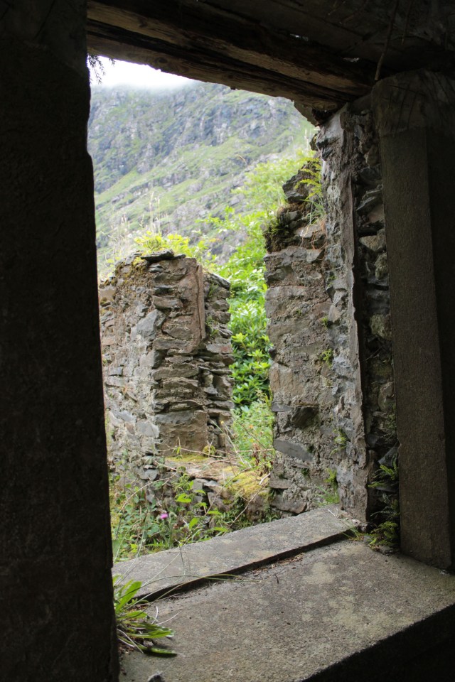 Doorway of broken shack at Dunloe