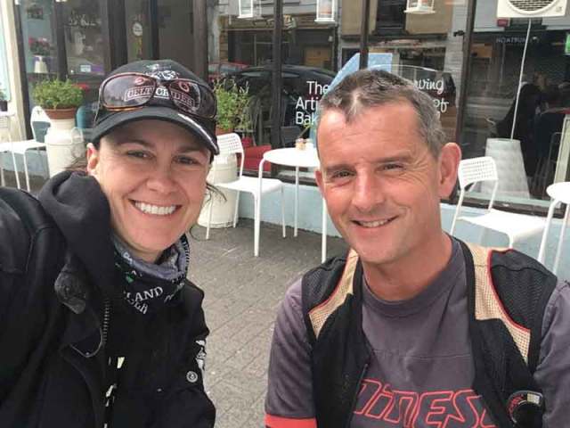 The Happy Canuck, Deanna Deveau, and her friend Tom in Westport